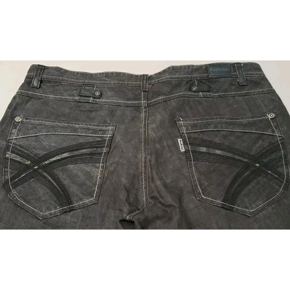 Parish‎ Jeans Men 44x30 black button fly loose relaxed hip hop street wear